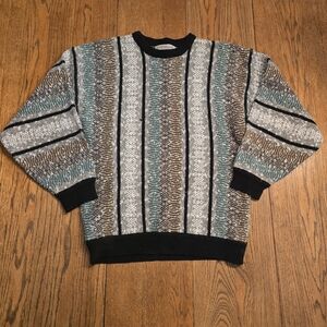 Vintage 90s Blazer Firenze Textured Stripe Knit Sweater Coogi Style Mens XL